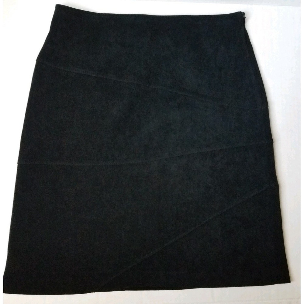 Casual Corner Annex Petite‎ Women Black Skirt Faux Suede Soft size 10